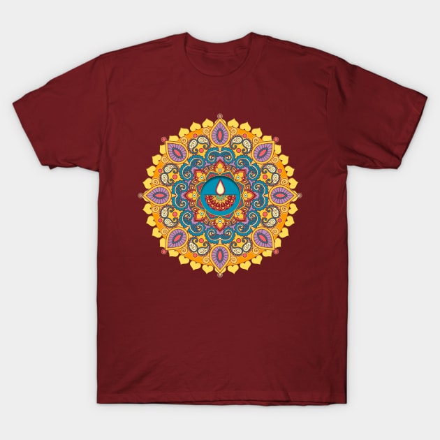 Mandala Diwali Lights T-Shirt by Peter Awax